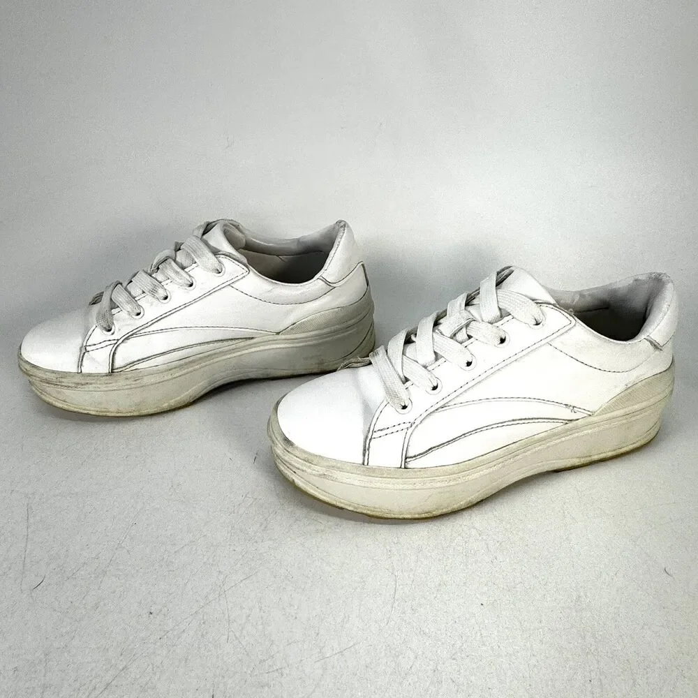Bershka Womens Size EU 36 US 5.5 Platform Chunky White Leather Sneaker